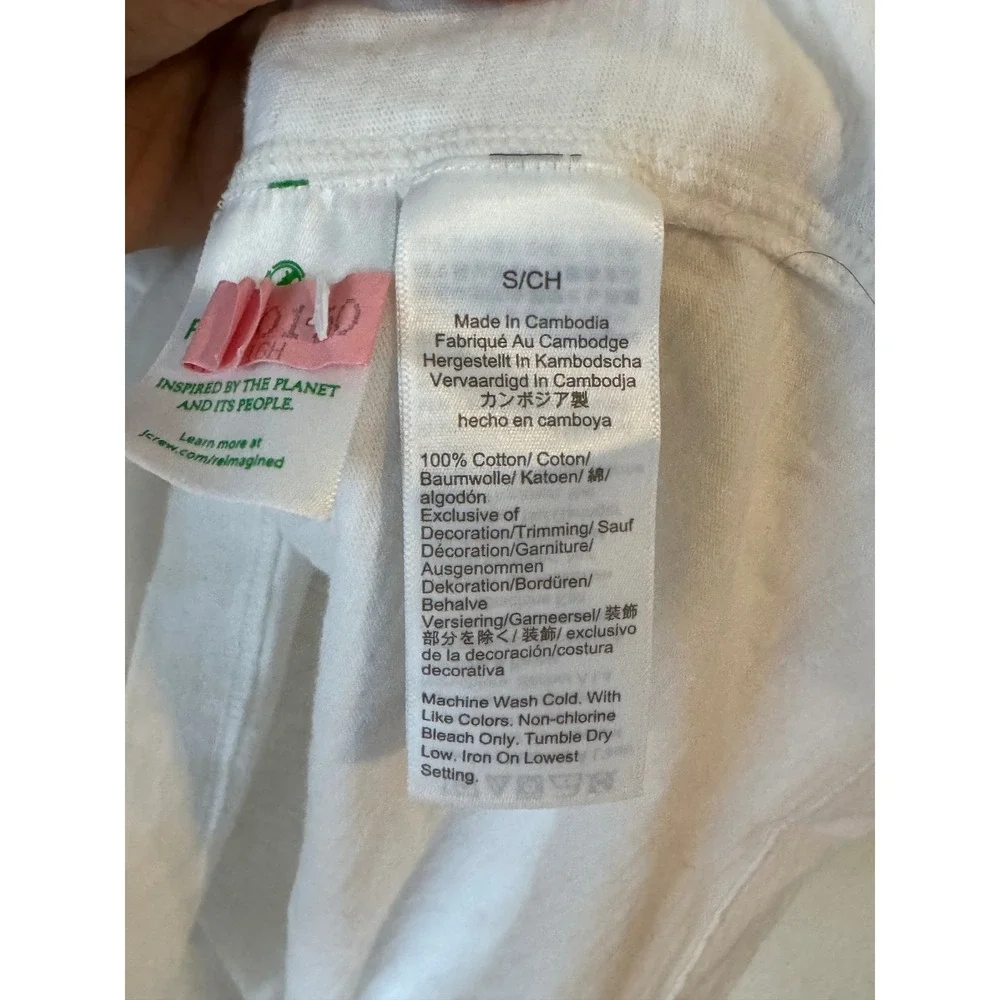J.Crew Mens White Garment-Dyed Slub Cotton Knit Polo Shirt Small Pocket